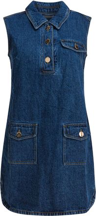 Self Portrait Short Denim Dress Abiti Blu-Donna