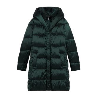 Oltre Jassen, Dames, Groen, XL, Nylon, Lange Nylon Donsjas met Capuchon