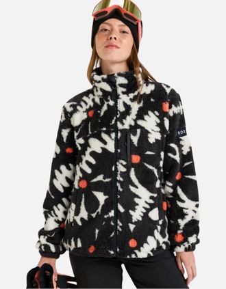 Roxy Womens Roxy Womens Alabam Breathable Full Zip Fleece - True Black Big Flower - Size: 10/8