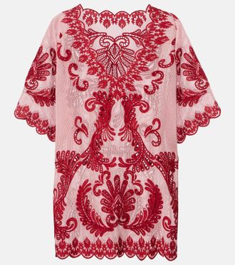 Farm Rio Vestido corto de malla de algod&oacute;n