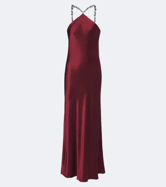 Staud Cadence halterneck satin slip dress