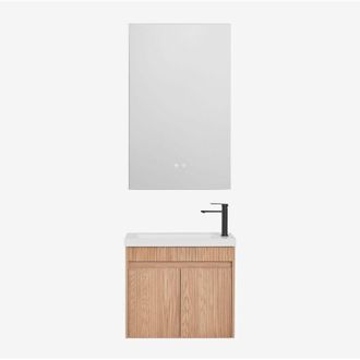 Sklum Conjunto De Mueble De Ba&ntilde;o Suspendido En Madera Con Lavabo Integrado Narek Sklum