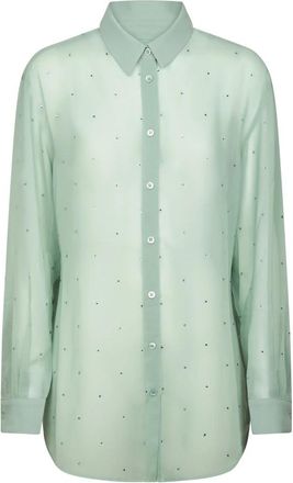 MC2 Saint Barth Brigitte Shirt Georgette Strass 53 - Dames - Overhemden - Groen - L - Polyester - Overhemden