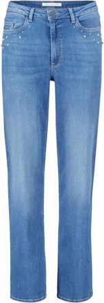 Betty & Co Jeans, Dames, Blauw, L, High Waisted jeans met parels