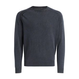 Roberto Ricci Design Round-neck Knitwear, male, Blue, Size: 3XL Techno Wash Round Knit
