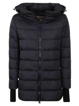 Herno Medium Length Padded Down Jacket With Wool Sleeves