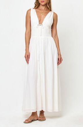 L*Space Emmaline Smocked Waist Cover-Up Maxi Dress in Cream at Nordstrom, Size X-Large