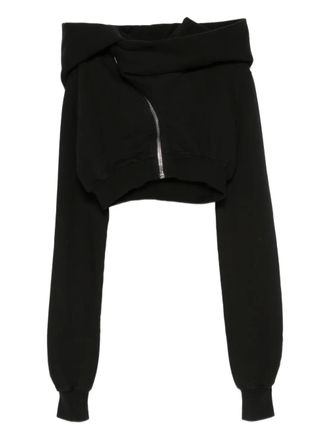 Rick Owens Mountain crop zip-front hoodie - Black