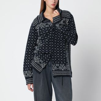 Guest In Residence Cardigan camicia Wild Rag blu notte in cashmere