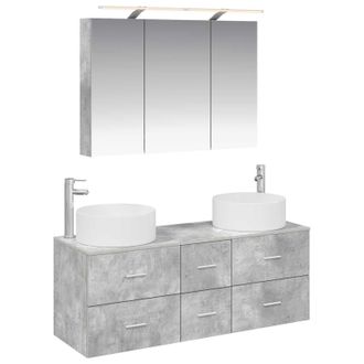 vidaXL Juego De Muebles De Ba&ntilde;o 4 Pcs Gris Hormig&oacute;n Vidaxl