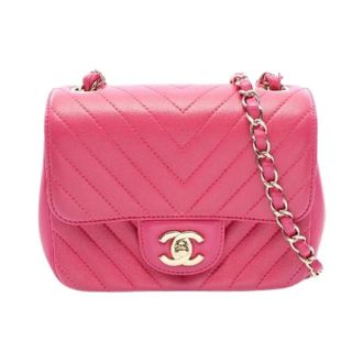 Chanel Pre-owned Mini Matelasse Lambskin Shoulder Bag - Dames - Pre-owned - Roze - Maat: ONE Size Leer