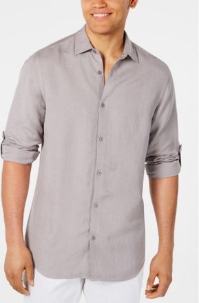 Alfani Mens Platoon Linen Shirt Gray Size XXX-Large