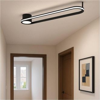 Loops Sleek Black LED Ceiling Light - Semi-Flush Fixture for Indoor Space
