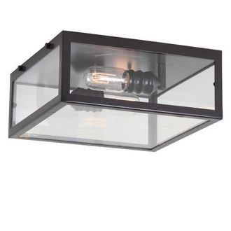 Jonathan Y Designs Grayson 2-Light Bohemian Farmhouse Iron/Glass LED Flush Mount in Oil Rubbed Bronze /Clear at Nordstrom