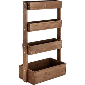 TecTake Jard&iacute;n vertical, madera lacada, con vell&oacute;n vegetal, 85x45x140, marr&oacute;n