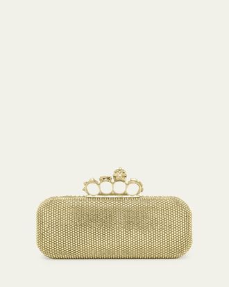 Alexander McQueen Crystal Leather Long Knuckle Clutch Bag
