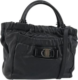 Ferragamo Pre-owned Handbags, female, Black, Size: ONE SIZE Pre-owned Leather Handbag