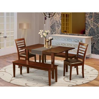 East West Furniture 5 PC Dining room set with bench -Table with 2 Dining Table Chairs and 2 Benches
