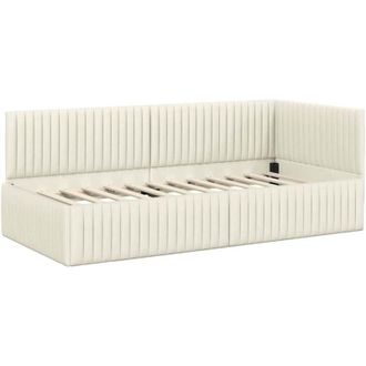 vidaXL Cornice del letto ad angolo Crema 90 x 200 cm Velluto vidaXL