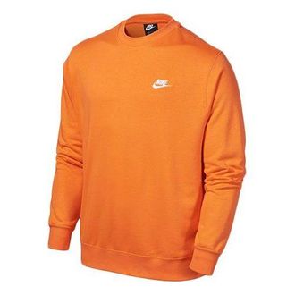 Nike Mens Nike Sportswear NSW Club French Terry Casual Sports Round Neck Orange BV2667-837