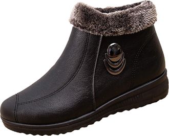 Generic Womens Boots Size 6.5 Uk Plush Deer Prints Flat Round Toe Lazy Suede Shoes Boots Womens Knee High Boots Wide Fit (Black, 41)