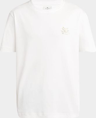 Etro Mens Chest Logo Graphic Crewneck T-Shirt