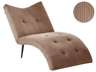 Beliani Chaise Longue Con Rivestimento In Velluto A Coste Beige Sabbia Quilly