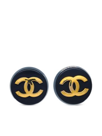 Chanel 1993 CC button clip-on earrings - Black