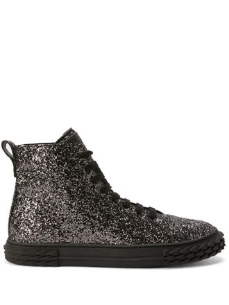 Giuseppe Zanotti Ecoblabber glitter high-top sneakers - men - Rubber/Fabric/Glitter - 40 - Silver