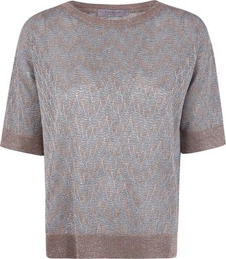 D.exterior D. EXTERIOR Z-Line Lux Short Sleeves Round Neck Sweater