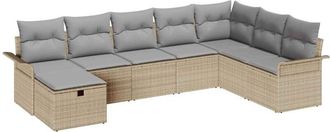 vidaXL Garden Sofa Set with Cushion 8 pcs Beige Poly rattan vidaXL