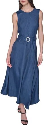 Karl Lagerfeld Metallic Pinstripe Midi Dress in Denim Blue Multi at Nordstrom Rack, Size 6