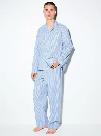 Tekla Mens Hessel pinstriped poplin pyjama pant