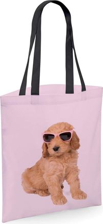 Bang Tidy Clothing Cockapoo Gifts for Dog Lovers Owners - Reusable Shopper Shoulder Tote Bags with Dogs on - Pink