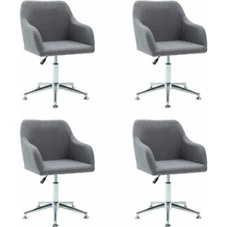vidaXL Sillas De Comedor Giratorias 4 Unidades Tela Gris Claro Vidaxl