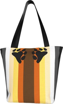 AOOEDM Lgbt Bear Pride Flag Reusable Tote Bag Women Casual Handbag Shoulder Bags for Shopping Groceries Travel Outdoors