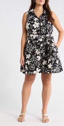 Sugarlips Kianza Floral Simani Shift Mini Dress in Black-White at Nordstrom, Size 2 X