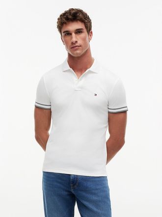 Tommy Hilfiger Mens Slim Fit Smooth Cotton Polo - White - XL