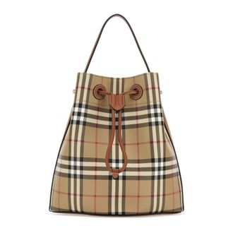 Burberry Bucket Bags, female, Multicolor, Size: ONE SIZE Printed Canvas Check Bucket Bag