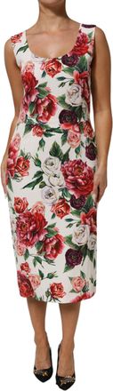 Dolce & Gabbana Multicolor Floral Print Viscose Sheath Womens Dress