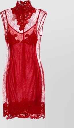 Blumarine floral lace sleeveless high neck dress