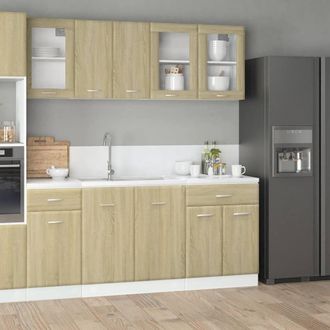 Berkfield Home 4 Piece Kitchen Cabinet Set Lyon Sonoma Oak Engineered Wood in Brown
