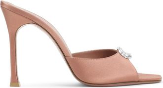 Amina Muaddi Beige Slip-on Heels
