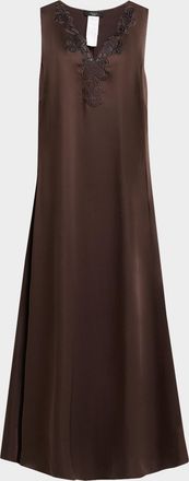 Max Mara Canossa Sleeveless Lace-Trim Midi Dress