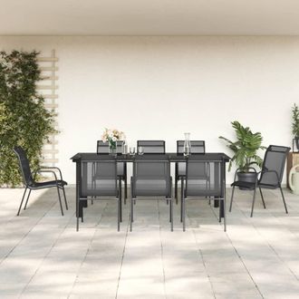 vidaXL Juego De Comedor Para Jard&iacute;n 9 Piezas Acero Y Textilene Negro Vidaxl