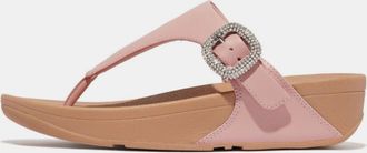 FitFlop Dames Fit Flop Lulu sandalen met kristallen gesp en teensluiting van leer in beige