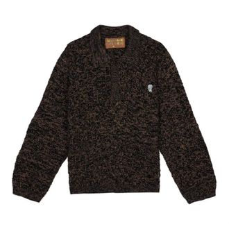 Brain Dead Round-neck Knitwear, male, Brown, Size: L Waffle Pullover Sweater