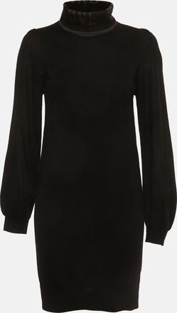 Love Moschino Black Knit Intarsia Turtle Neck Mini Dress