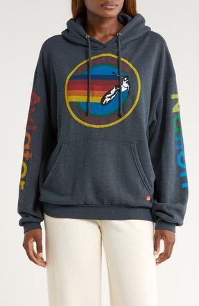 Aviator Nation Relaxed Graphic Hoodie in Charcoal at Nordstrom, Size Small