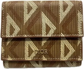 Dior Brown Cream Coated Canvas Leather Wallet (Tri-Fold) (Pre-Owned)